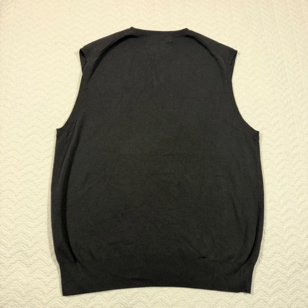 Polo Ralph Lauren Men Sweater Vest Large 100% Pima Cotton V-Neck Black Excellent